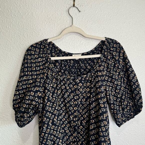 Anthropologie Pilcro Boho Printed Button Front Rounded Hem Blouse Top Medium - Picture 2 of 9